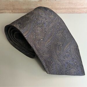 Robert Talbott Silk Elegant Blue and Gold Paisley 59” Tie